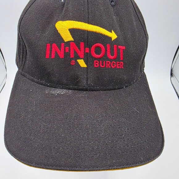 In N Out Burger Black Adjustable Baseball Cap With Logo Embroidery California - Picture 5 of 10